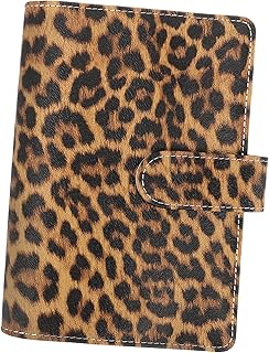 WOFASHPURET Clipes De Pasta Nota Scrapbook Blocos De Notas Pastas De Caderno Para Planejador Escolar Fichário Fichário Pu Fichário Shell Fichário Diário Adesivo Alumínio Estampa De Leopardo