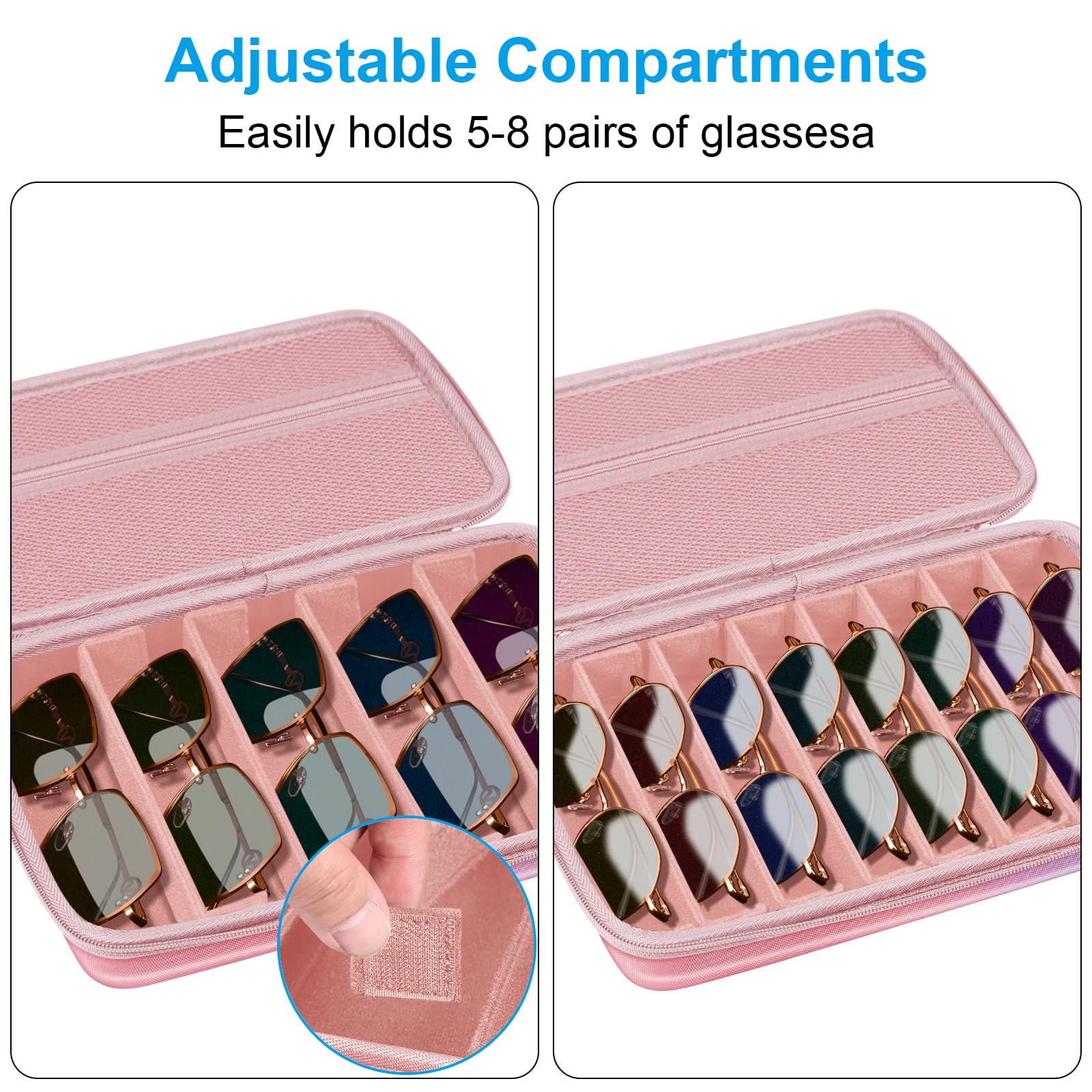 Fintie Custodia organizer da viaggio per occhiali da sole con 8 scomparti regolabili, in EVA rigida, per uomini e donne, Fantasia Ombre, Large, Custodia organizer da viaggio per occhiali da sole con