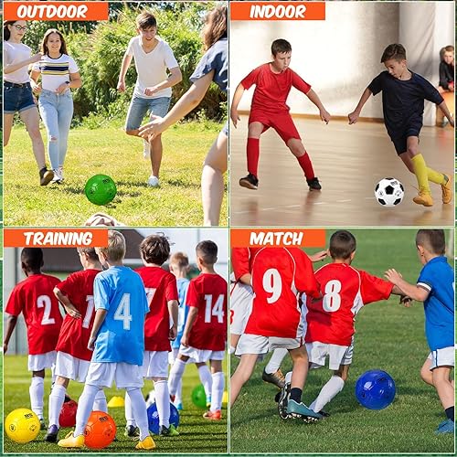 Miniatura 6 de Paquete de 12 unidades de bolas de fútbol a granel de Navidad con agujas de bomba, tamaño oficial 3/4/5 desinflado, regalo para práctica de