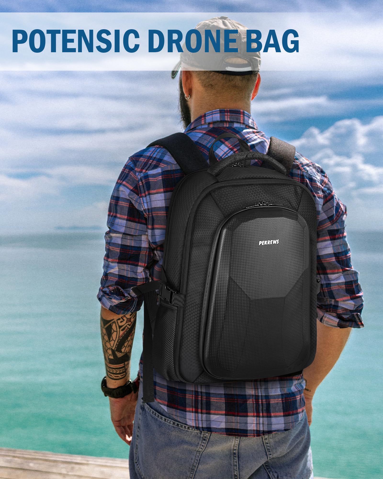 PEKREWS Atom 2 Case, zaino di grande capacità per Potensic Atom 2/SE/3-Axis/LT, borsa espandibile da viaggio per laptop da 15,6 pollici e Fly More Combo, custodia impermeabile per accessori per droni