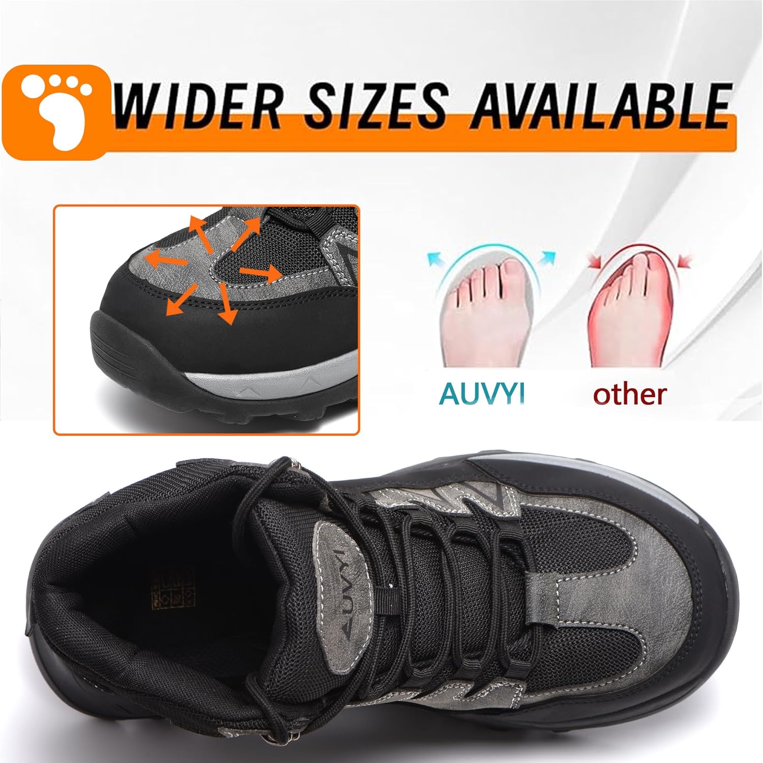 Steel Toe Work Boots for Men - Safety Non Slip Resistant Leather Wide Toe Shoes for Construction & Industrial Use - Image 4