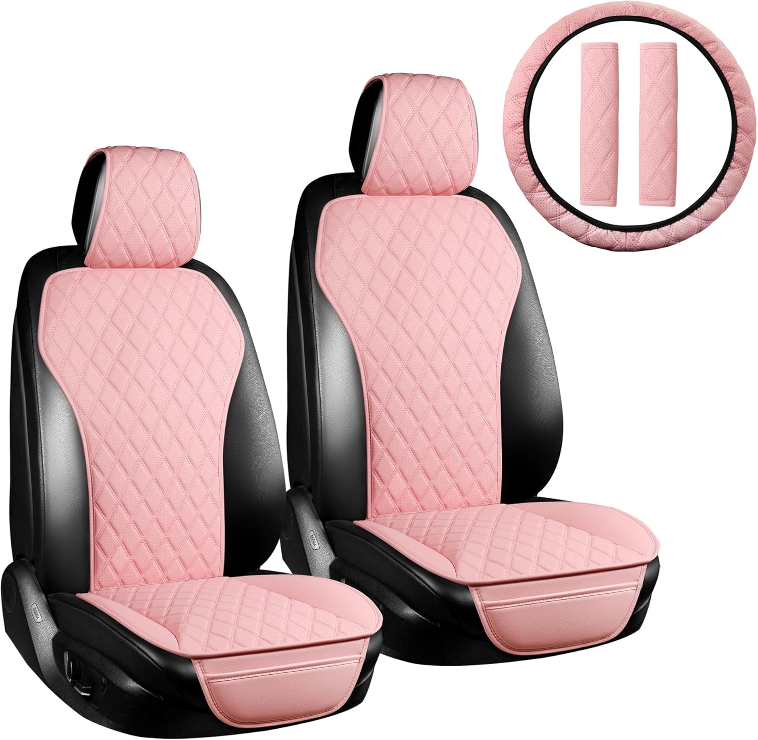 BaoLL 2PCs Front Car Seat Covers, Leather Seat Covers with