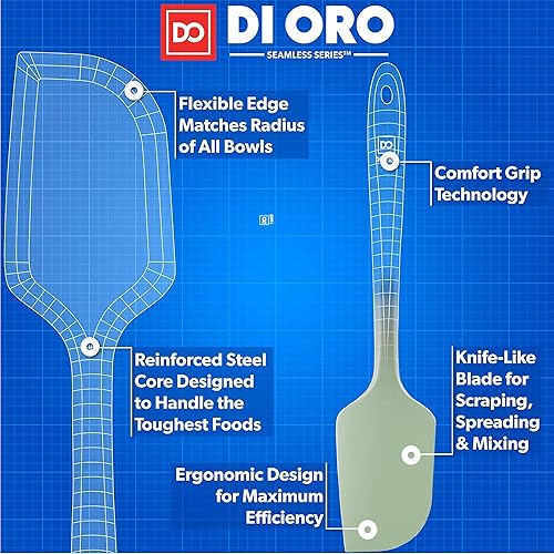 Miniatura 3 de DI ORO - Espátula de silicona Espátula de cocina de goma resistente al calor de 600 F para hornear, raspar y mezclar Utensilios de cocina
