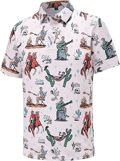 Men's Golf Polo Shirts Short Sleeve Performance Moisture Wicking Dry Fit Funny Golf Polo Shirts for Men