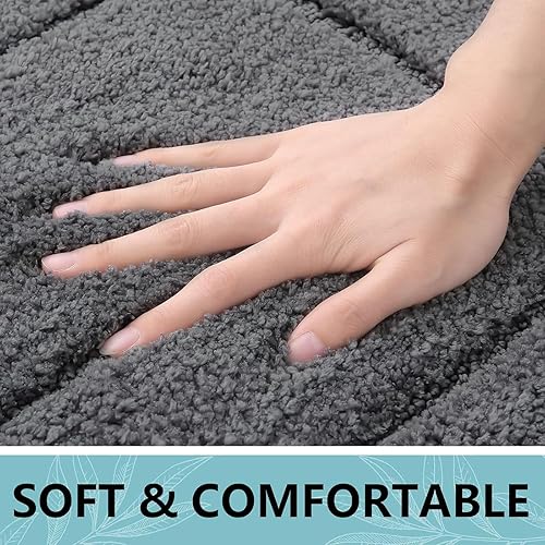 Miniatura 240 de Buganda Alfombras de baño, 24" x 16", Alfombras de baño de microfibra suaves y absorbentes, Alfombra de ducha esponjosa antideslizante, Alfombras de