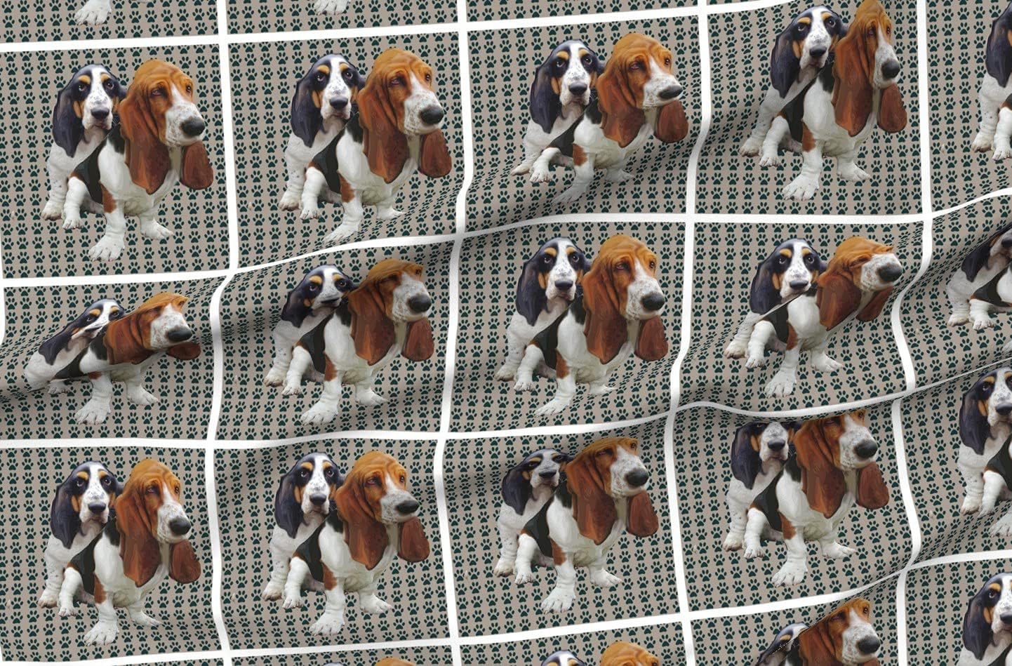 Spoonflower Fabric - Basset Hound Dog Breed Animals Pets Puppy Dogs Printed on Petal Signature Cotton Fabric Fat Quarter - Sewing Quilting Apparel Crafts Decor