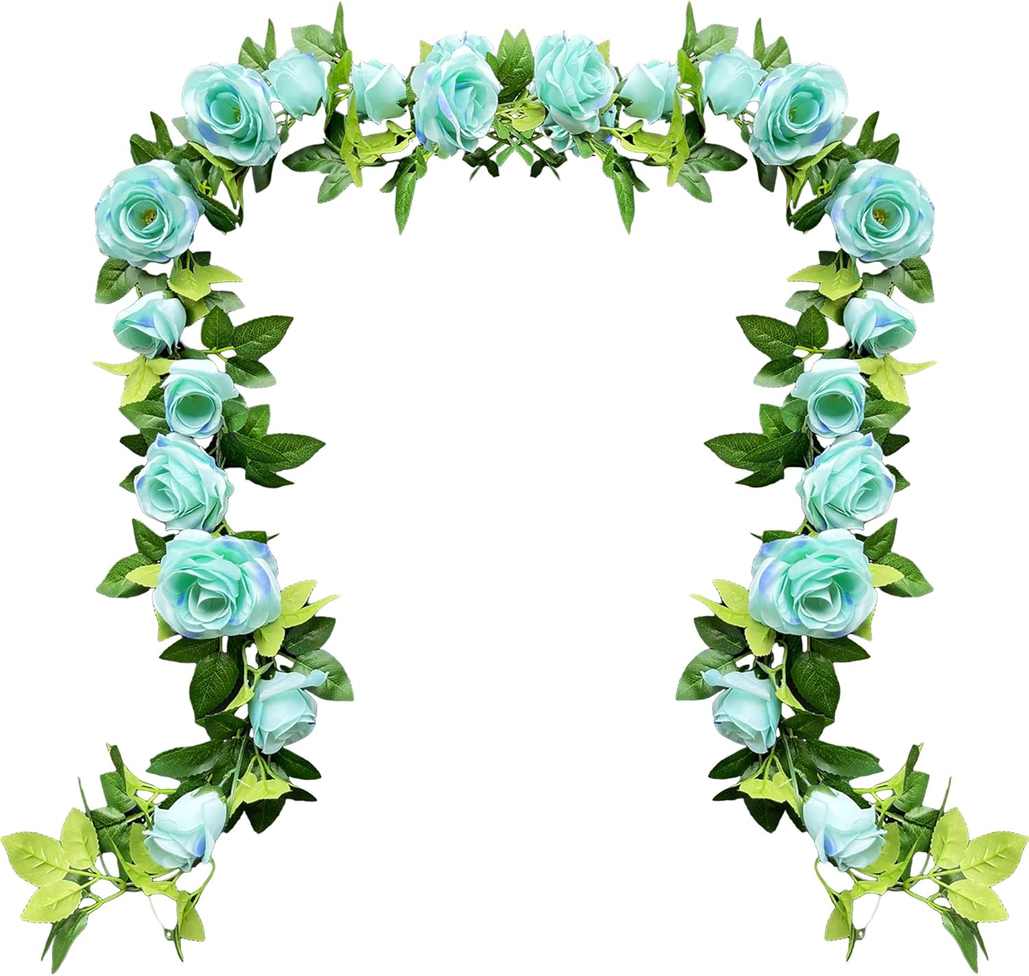 UKELER 2 Pack Artificial Flower Garland Fake Rose Vine Artificial Flowers Green&Blue Hanging Roses for Wedding Arch Party Garden Craft Home Decor
