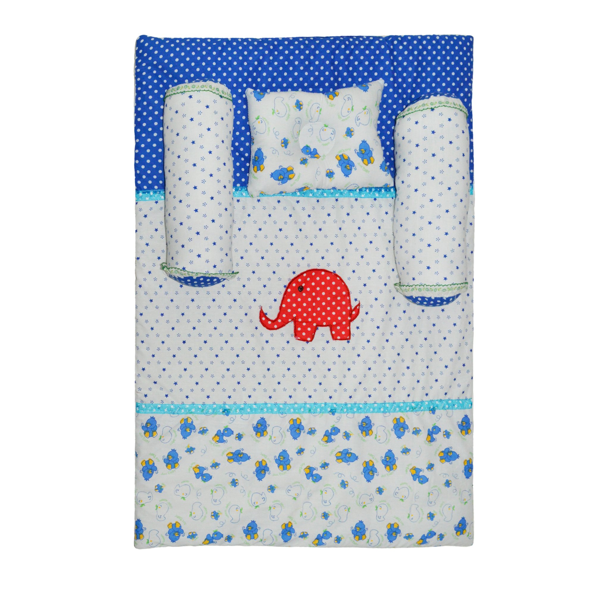 Kids Soft Cotton Printed Bedding Set with Foldable Mattress Full Sleeping Combo Pack, 2 Pillows, 1 Sleeping Base, 1 Rectangular Pillow, 100 X 70 cmSoft Cotton Material NestUltra Soft Cusioned