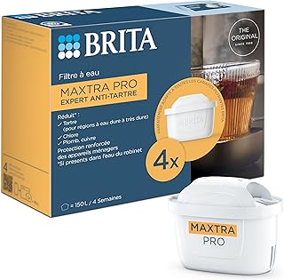 BRITA Wkład filtrujący MAXTRA PRO Hard Water Expert do wody – opakowanie 4 szt. – oryginalny wkład BRITA dla maksymalnej ochrony urządzeń, redukujący zanieczyszczenia, chlor i metale