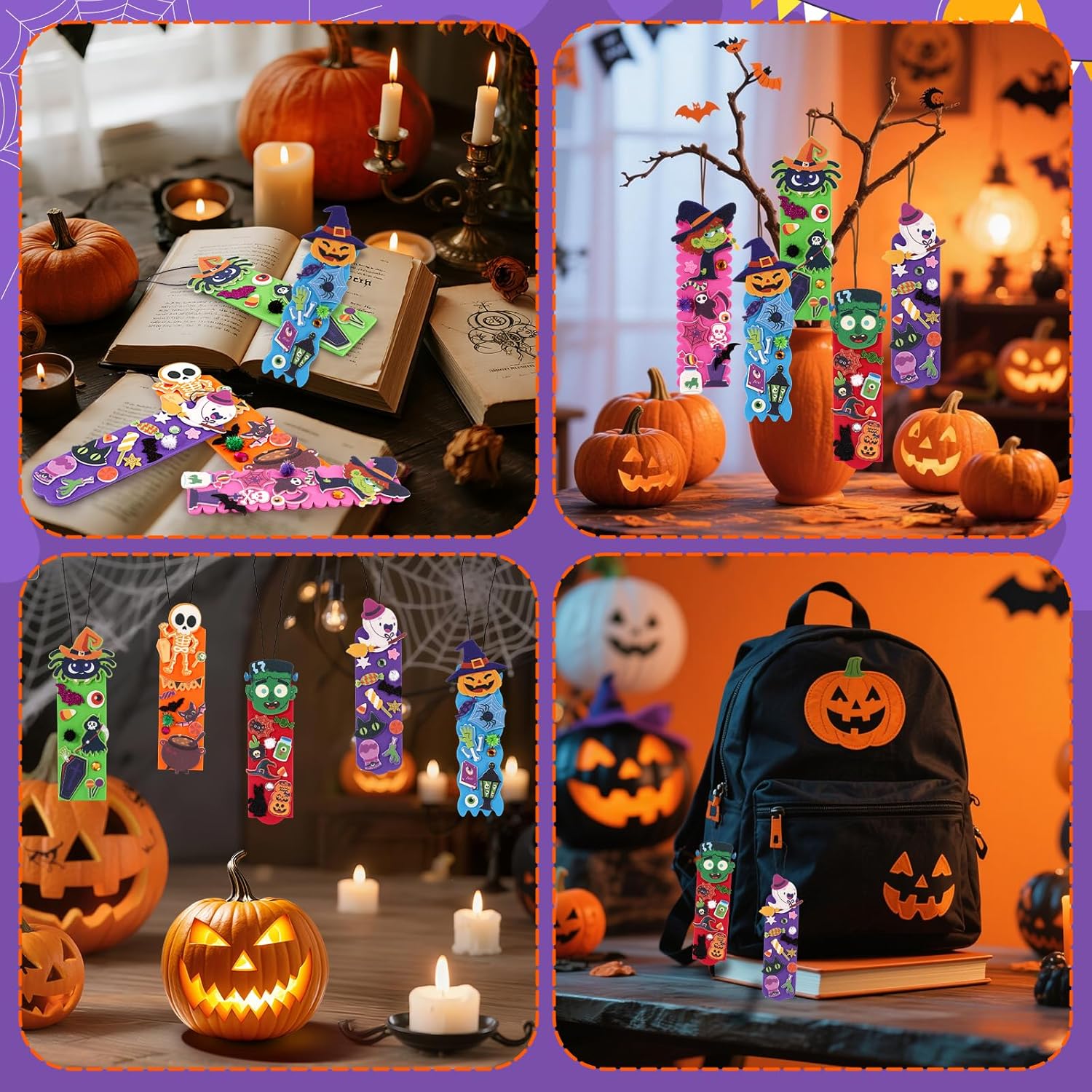 Halloween Crafts for Kids, 24 Sets Foam DIY Bookmarks Craft Kit for Kid, Halloween Party Favors, Trick or Treat Gifts, Classroom Rewards Prizes for Kids Activity Supplies