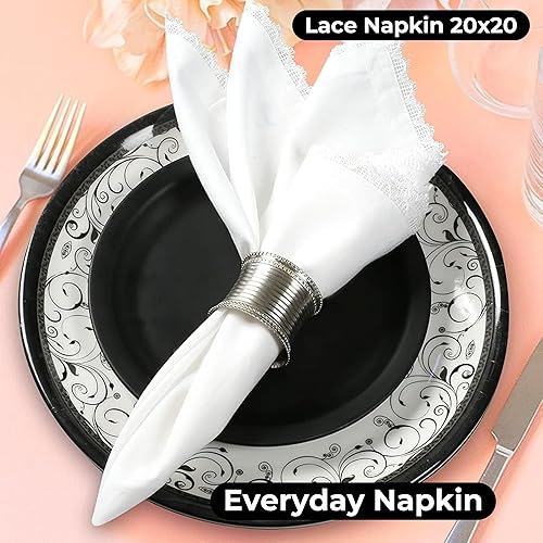 Miniatura 221 de Servilletas de lino y algodón de 18 x 18 pulgadas natural con vainica, servilletas de boda, servilletas de cóctel, servilletas de tela, servilletas