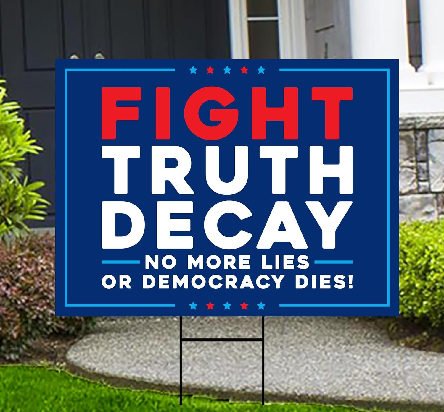 Fight Truth Decay Yard Sign - Resist Hate Lawn Sign, Anti-Trump Sign, Resist Racism, Resist Fascism Yard Sign with Metal H-Stake (Multicolor, 18" x 12", Double Sided)