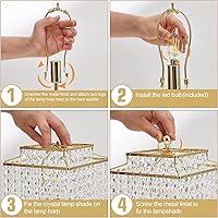 Vista 6 de Luvkczc Lámpara de mesa táctil de cristal, lámparas de noche con puertos USB C+A, lámpara dorada para dormitorio, lámpara regulable con pantalla