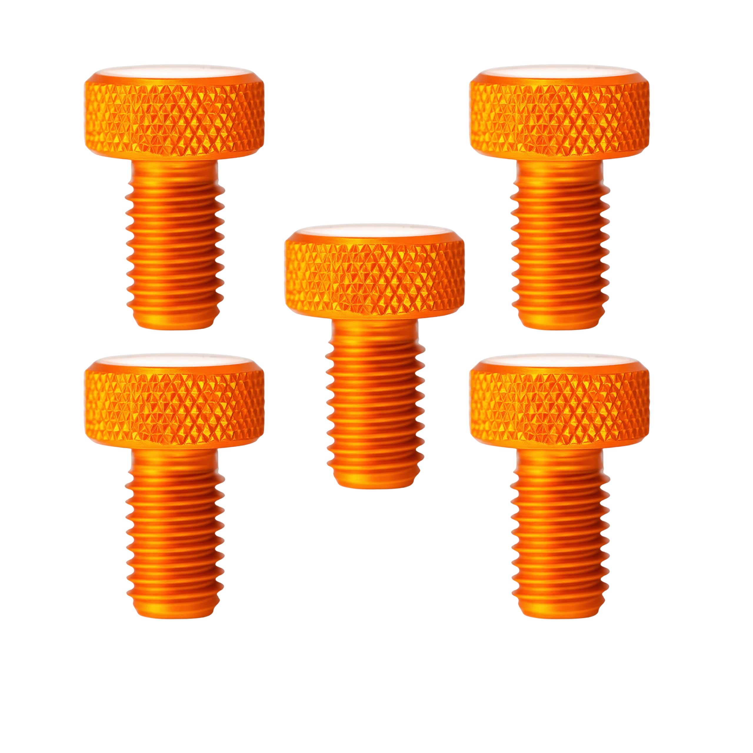 PrecisionGeek® M6 × 10 mm Thumb Screws – Orange Anodised Aluminium – Knurled Head – Lightweight Hand Tightening Screws for Electronics, PC Builds, Enclosures & DIY Projects – Set of 5