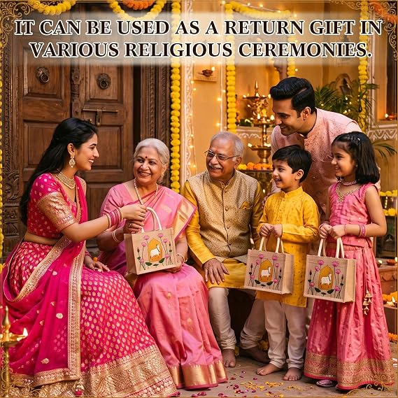 Happy Diwali Return Gift Bags, Pichwai Tote Bags