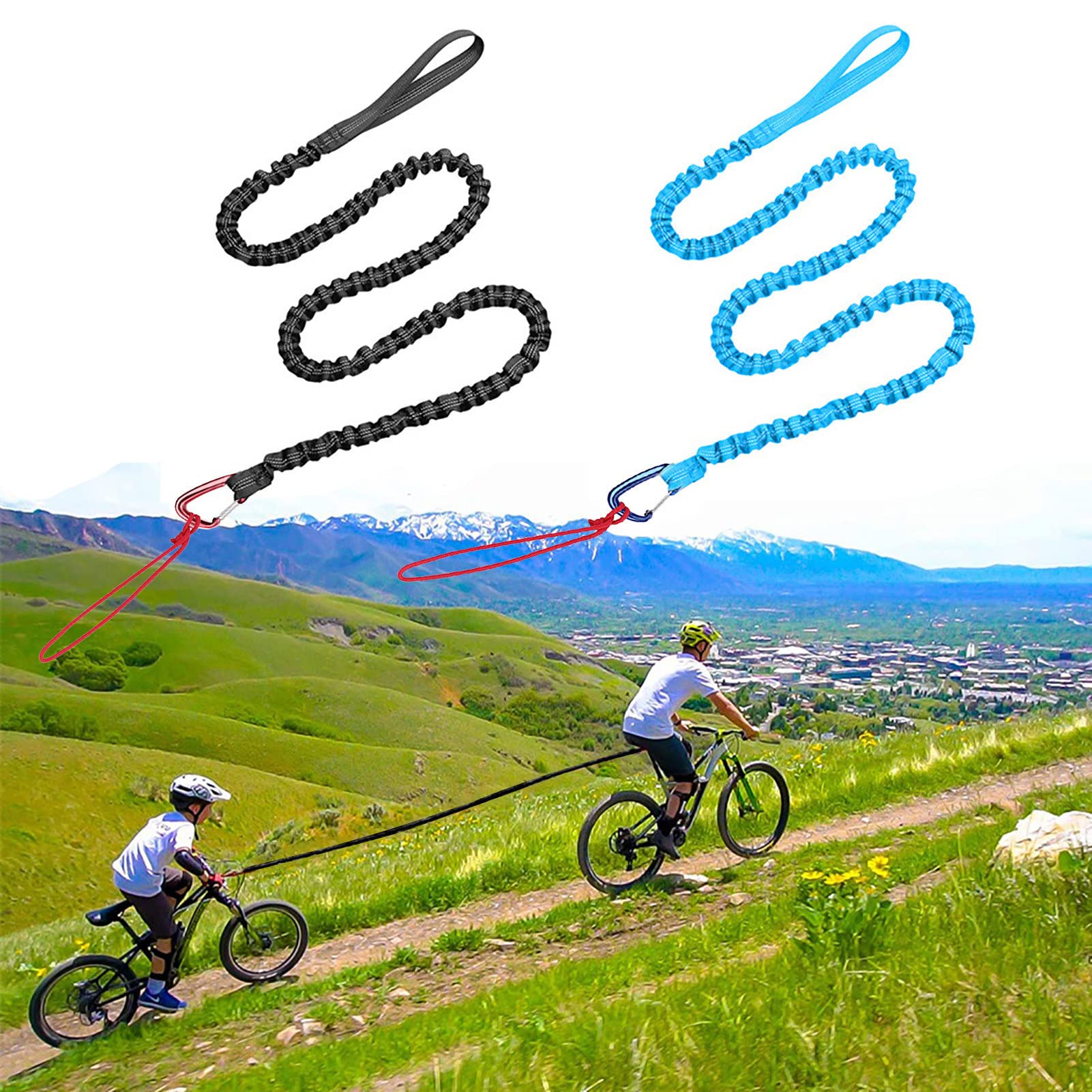 Corde De Remorquage Vélo Enfant - 3m Élastique - Capacité 225kg - Pour VTT, Sorties Famille - Noire