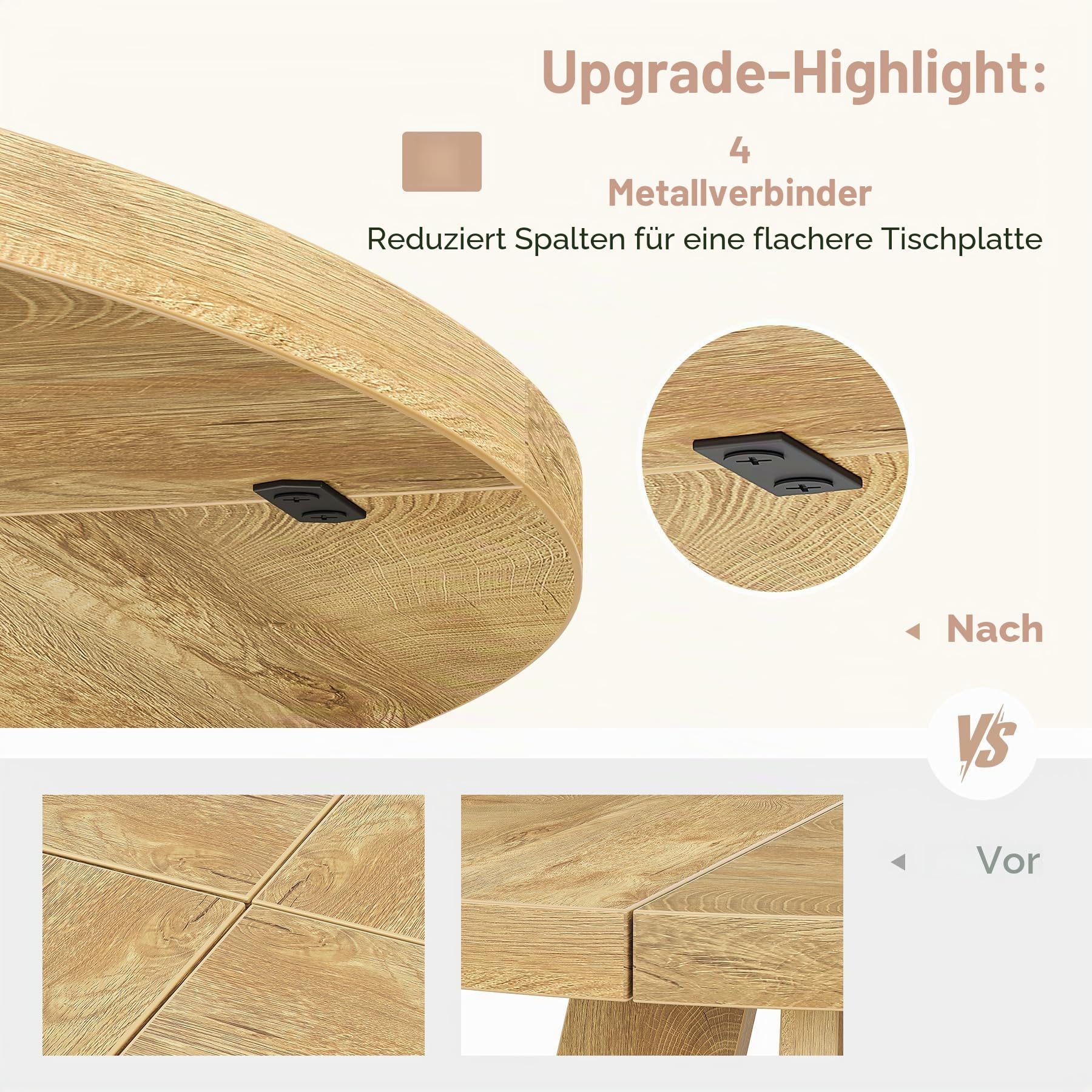 Tribesigns 119 cm runder Esstisch Holz Küchentisch für Esszimmer, 119 cm Esszimmertische für 4-6, Landhaus-Akzentmöbel mit Holztischplatte und Kreuzfuß, Helles Holz