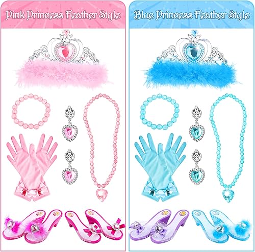 Miniatura 2 de Zapatos de vestir y joyas de princesa para niñas, zapatos y accesorios de princesa mejorados de DISHIO con 4 pares de zapatos de juego de princesa y