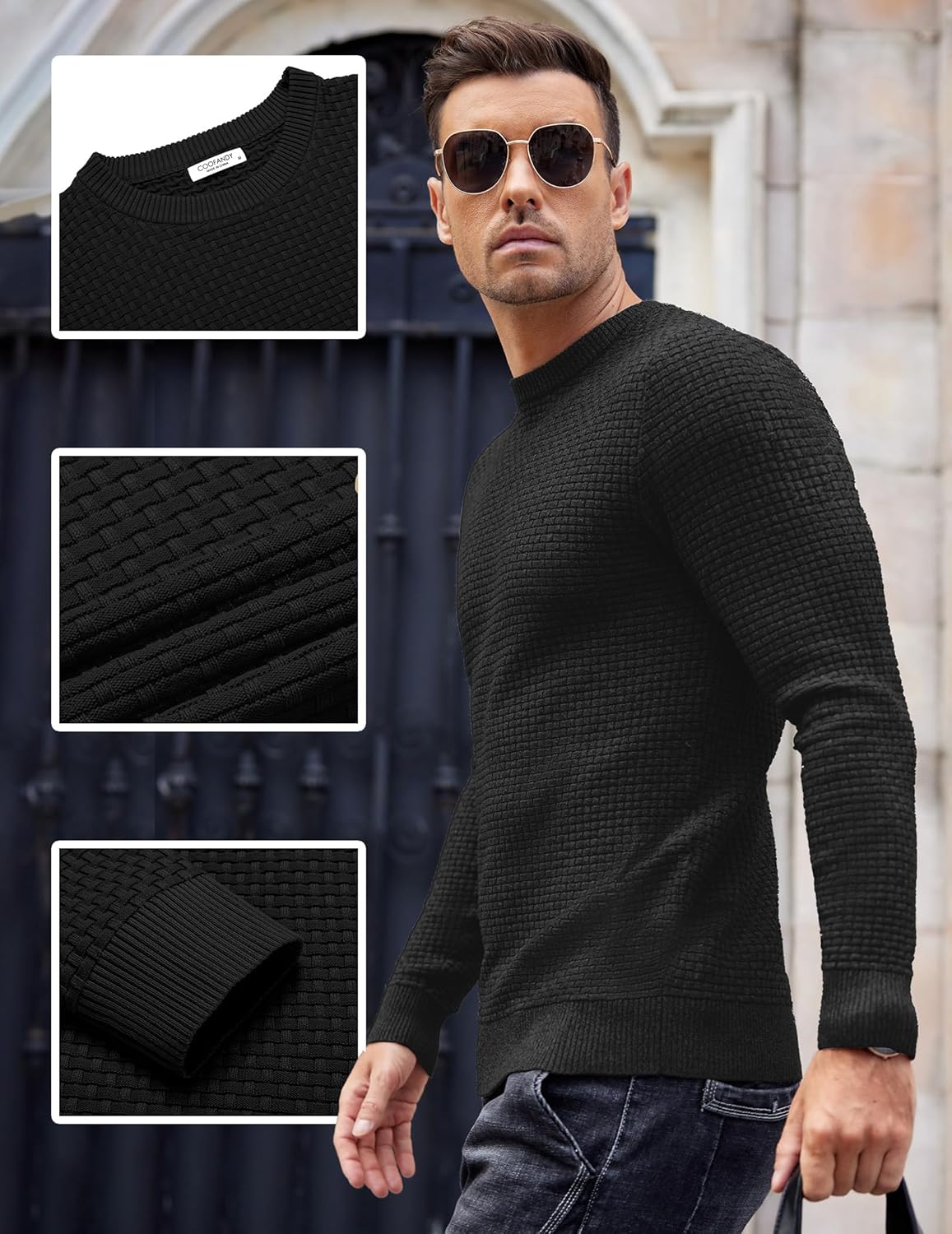 COOFANDY Men Dress Crewneck Sweater Pullover Knit Long Sleeve Casual Slim Fit Sweater - Image 5