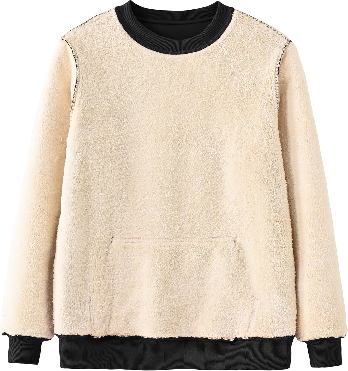 Tansozer Womens Sherpa Lined Crewneck Sweatshirt Warm Fleece Pullover Long Sleeve Winter Thermal Sweat Shirt - Image 2