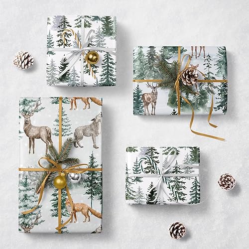 Miniatura 5 de WRAPAHOLIC Rollo de papel kraft de regalo de Navidad, mini rollo, 3 rollos, 17 x 120 pulgadas por rollo, letras rojas y blancas de Feliz Navidad,