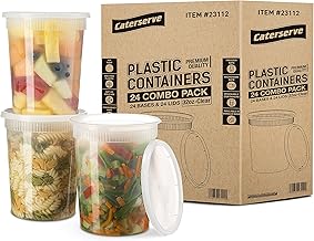 Caterserve Plastic Containers with Lids - Food Storage Container Set For Meal Prep - Reusable and Leakproof,Microwave and Freezer Safe Food Storage Tubs (32oz-24 Pcs)
