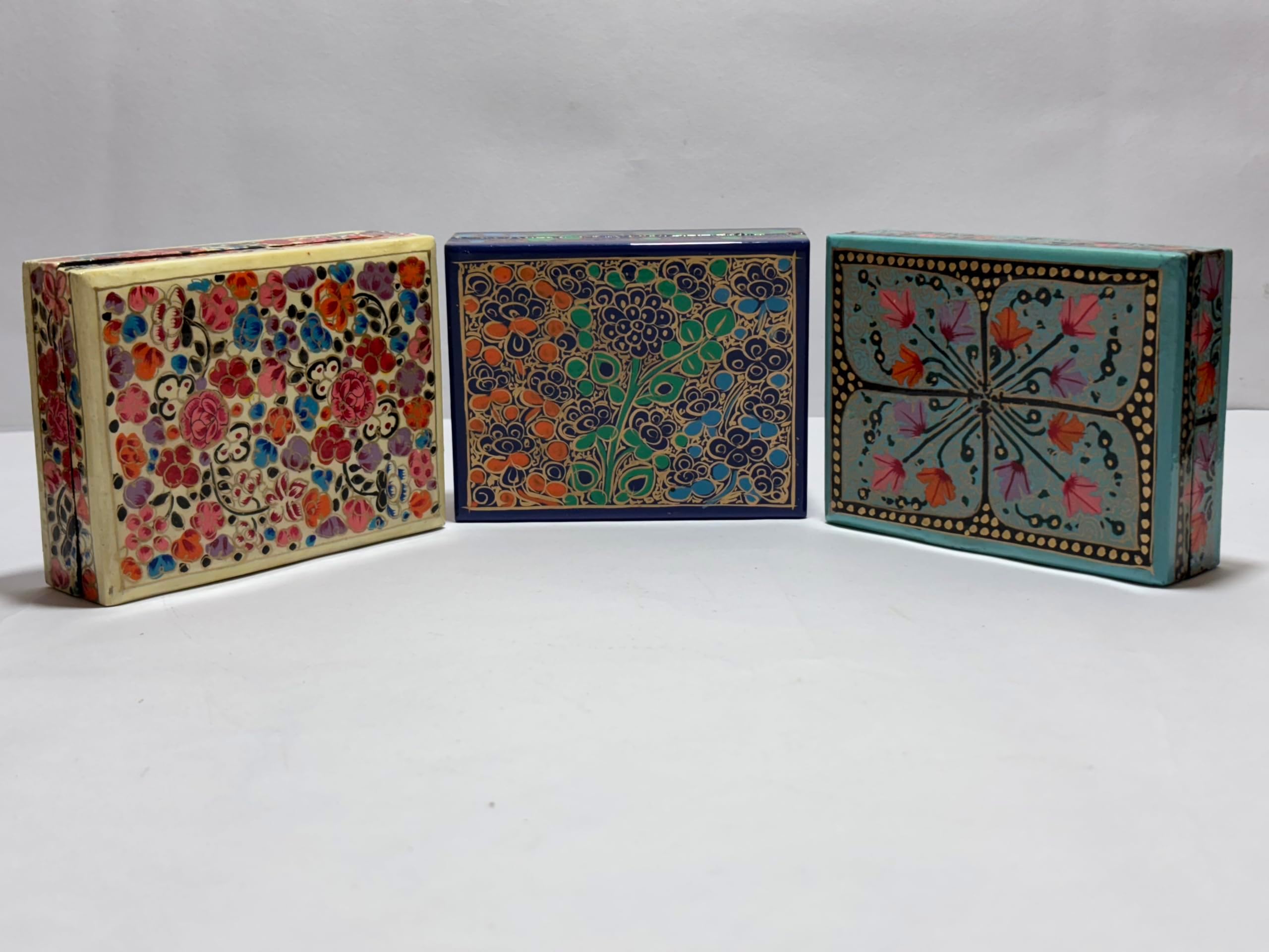 IKa Handmade Paper Mache Decorative Box, Multicolour, 4x5 Inches, Traditional Jewelry Storage, Gift Packaging, Durable, Reusable