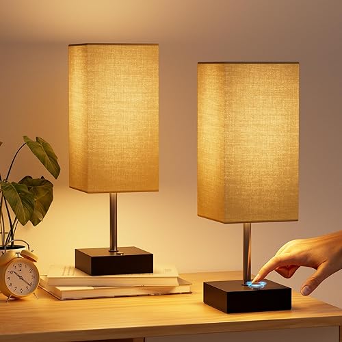comzler Lámpara de noche, lámpara de mesa con control táctil para dormitorio, pequeña lámpara de mesita de noche con regulable de 3 vías, puertos disponible en Yaxa Costa Rica