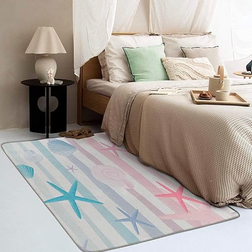 Miniatura 14 de Alfombras lavables para entrada, sala de estar, dormitorio, alfombra temática de playa y decoración del hogar, alfombra de área de conchas marinas