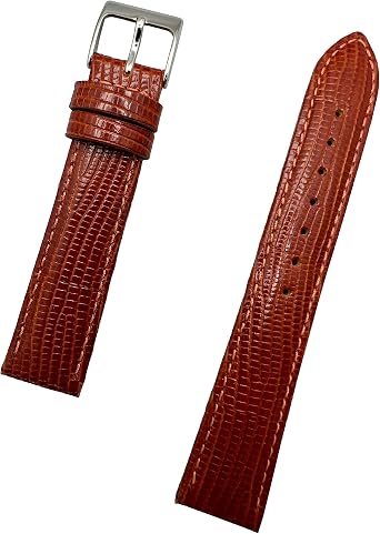 NewLife 18mm Bronze/Honey Brown Watchband Tail Lizard Grain, Lightly Padded, Genuine Leather Replacement Watchstrap that brings New Life to Any Watch Mens Standard Length