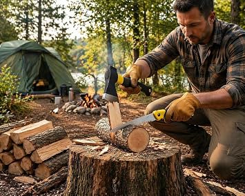 Orret Home Fiber Saplı Balta ve Katlanabilir Testere Seti Kamp Outdoor Bahçe Odun Kesme Ağaç Budama Profesyonel Dayanıklı El Aletleri Seti Budama Testeresi (ASORTİ RENK)