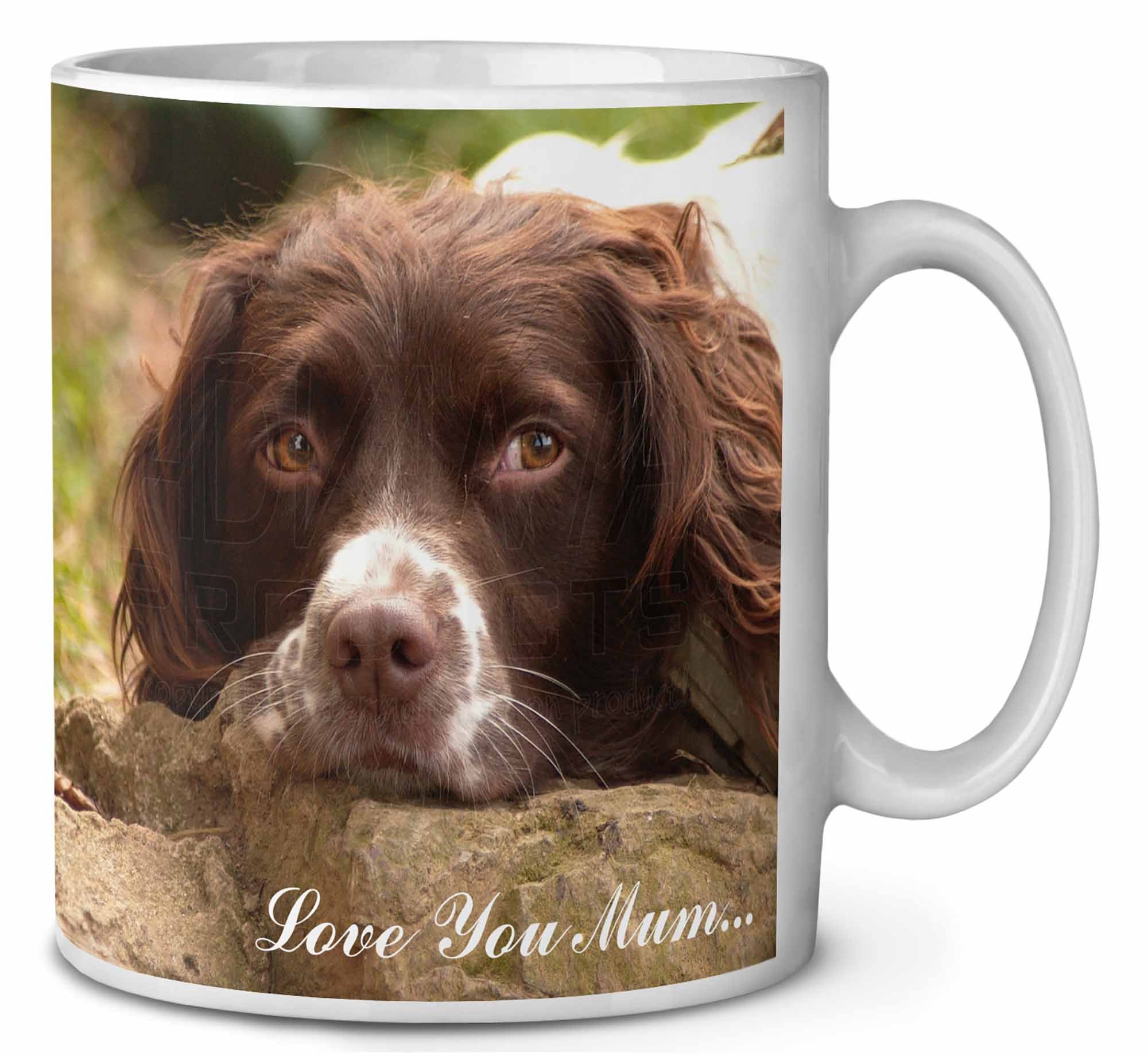 Springer Spaniel Dog 'Love You Mum' Ceramic 10oz Coffee Mug/Tea Cup Printed Full Colour Ref:AD-SS1LYMMG