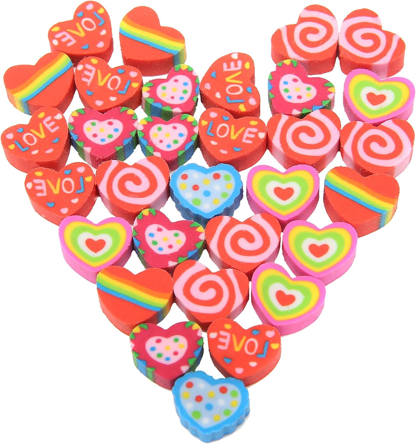 HILAZA 300Pcs Mini Heart Erasers Bulk, Small Erasers for Valentines Day Gifts Party Favors School Classroom Rewards
