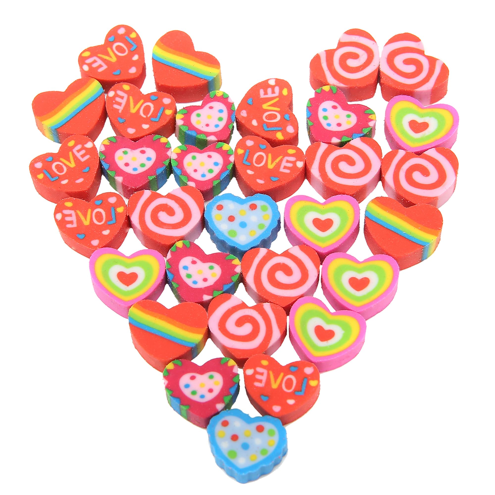 HILAZA 300Pcs Mini Heart Erasers Bulk, Small Erasers for Valentines Day Gifts Party Favors School Classroom Rewards