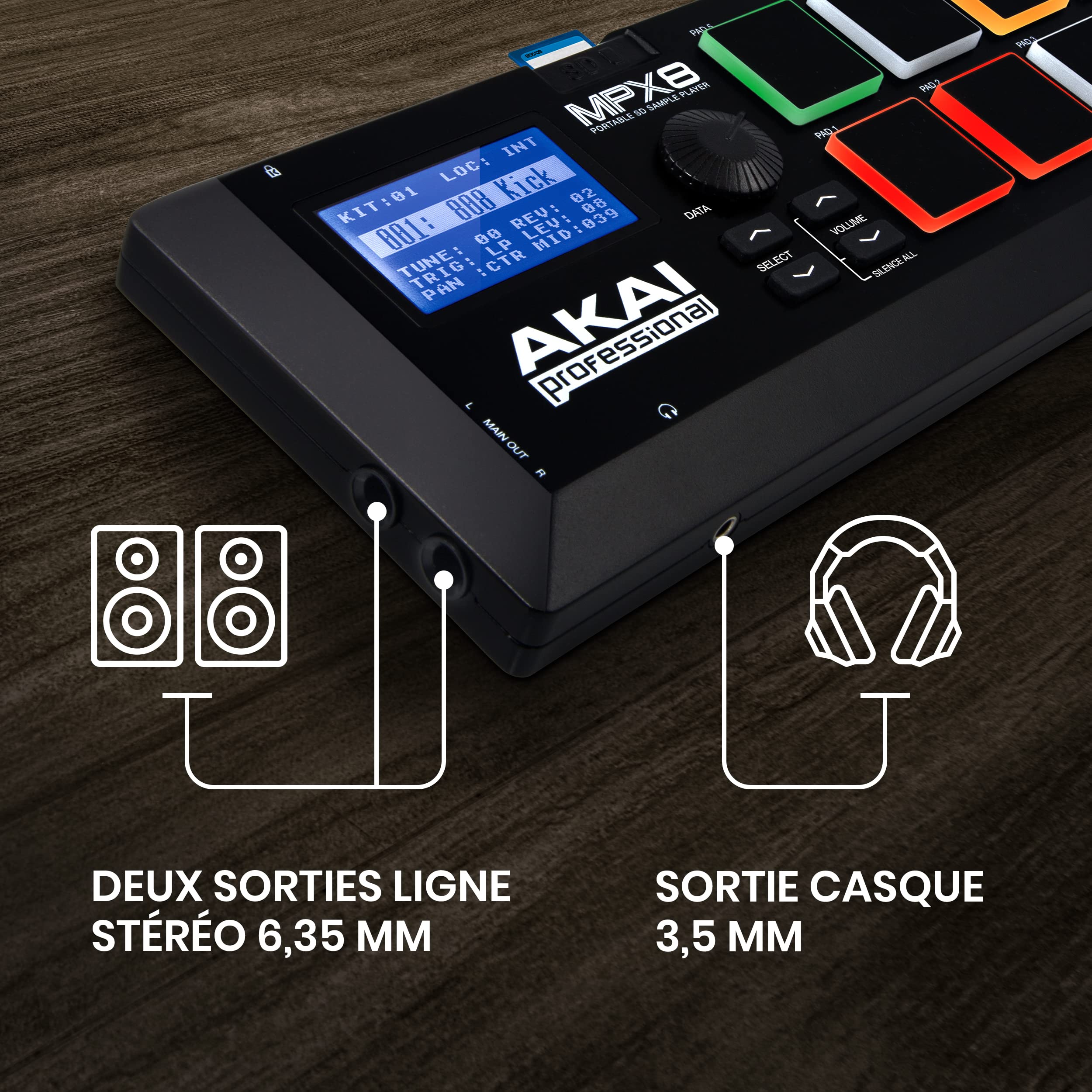 Akai Professional MPX8 - Contrôleur MIDI USB et Lecteur de Samples avec 8 Pads Sensible à la Vélocité, Éditeur de Samples et Bibliothèque de Sons