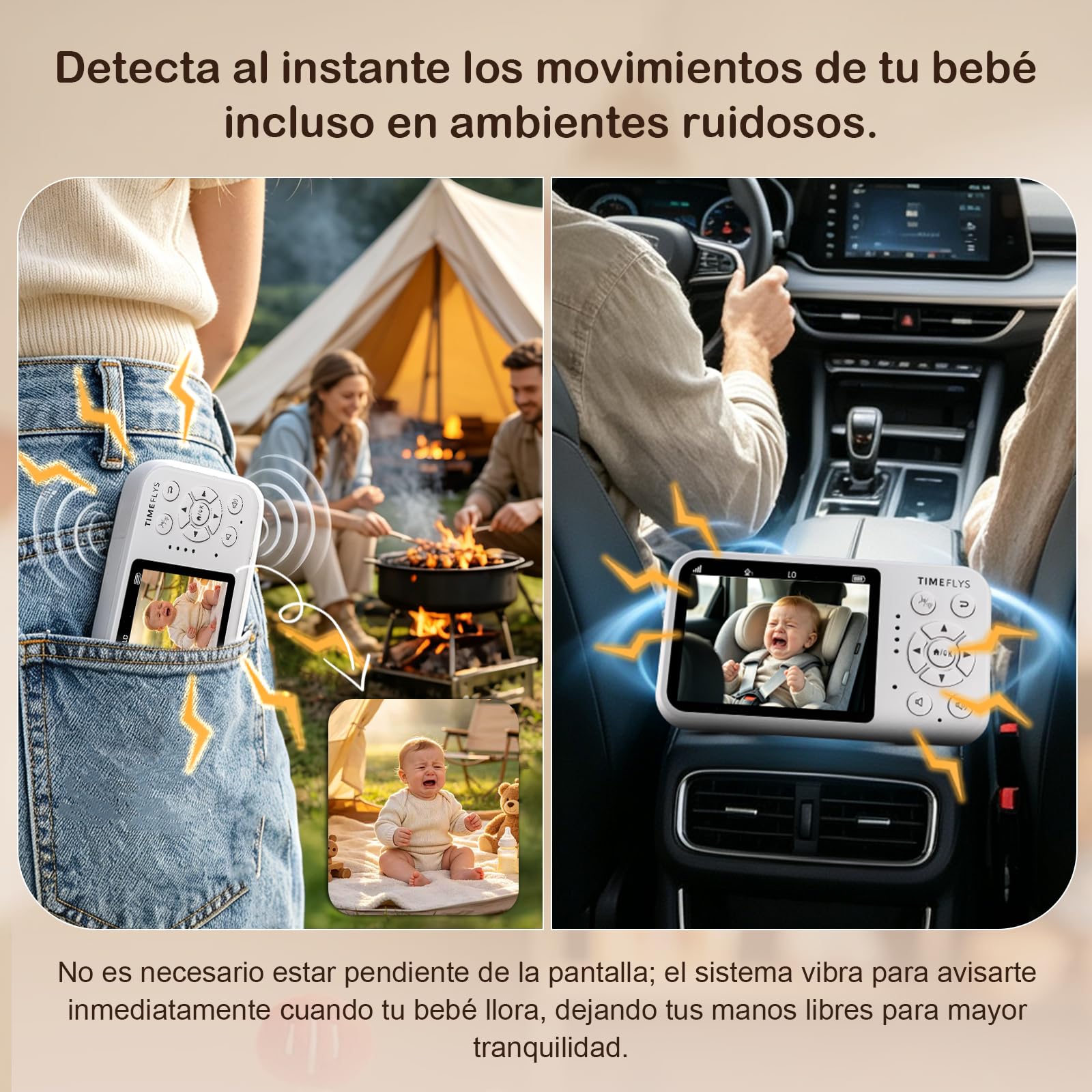 Camara Vigilancia Bebe 4,3", 1080p Visión Nocturna Por Infrarrojos, BateríA De 4000mAh, ComunicacióN Bidireccional, 2x Zoom, ECO/IPS/VOX, 8 Canciones De Cuna, Soporte, TransmisióN Fhss De 400M