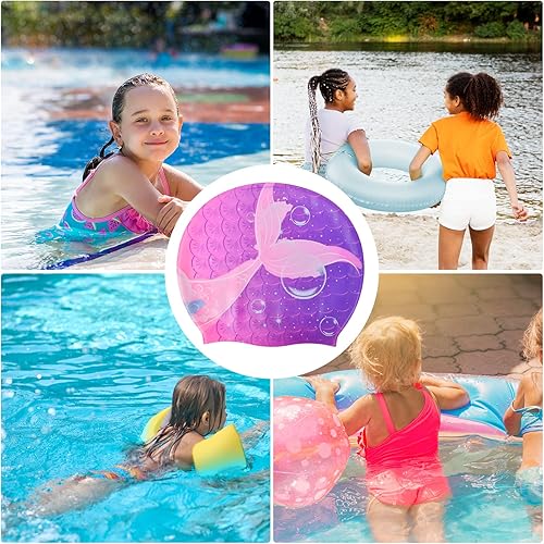 Miniatura 7 de Gorros de natación para niñas, gorro de natación de silicona para niños, gorras de natación duraderas y cómodas para niñas