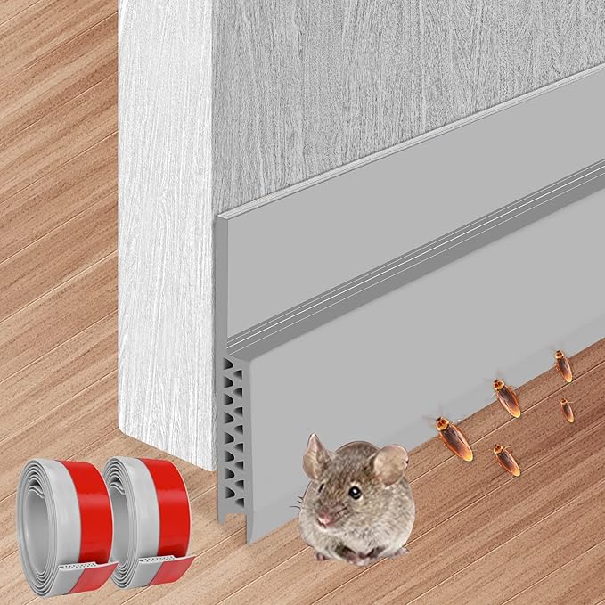 2 Packs Door Draught Excluder, Door Bottom Seal Weather Stripping, Self Adhesive Rubber Door