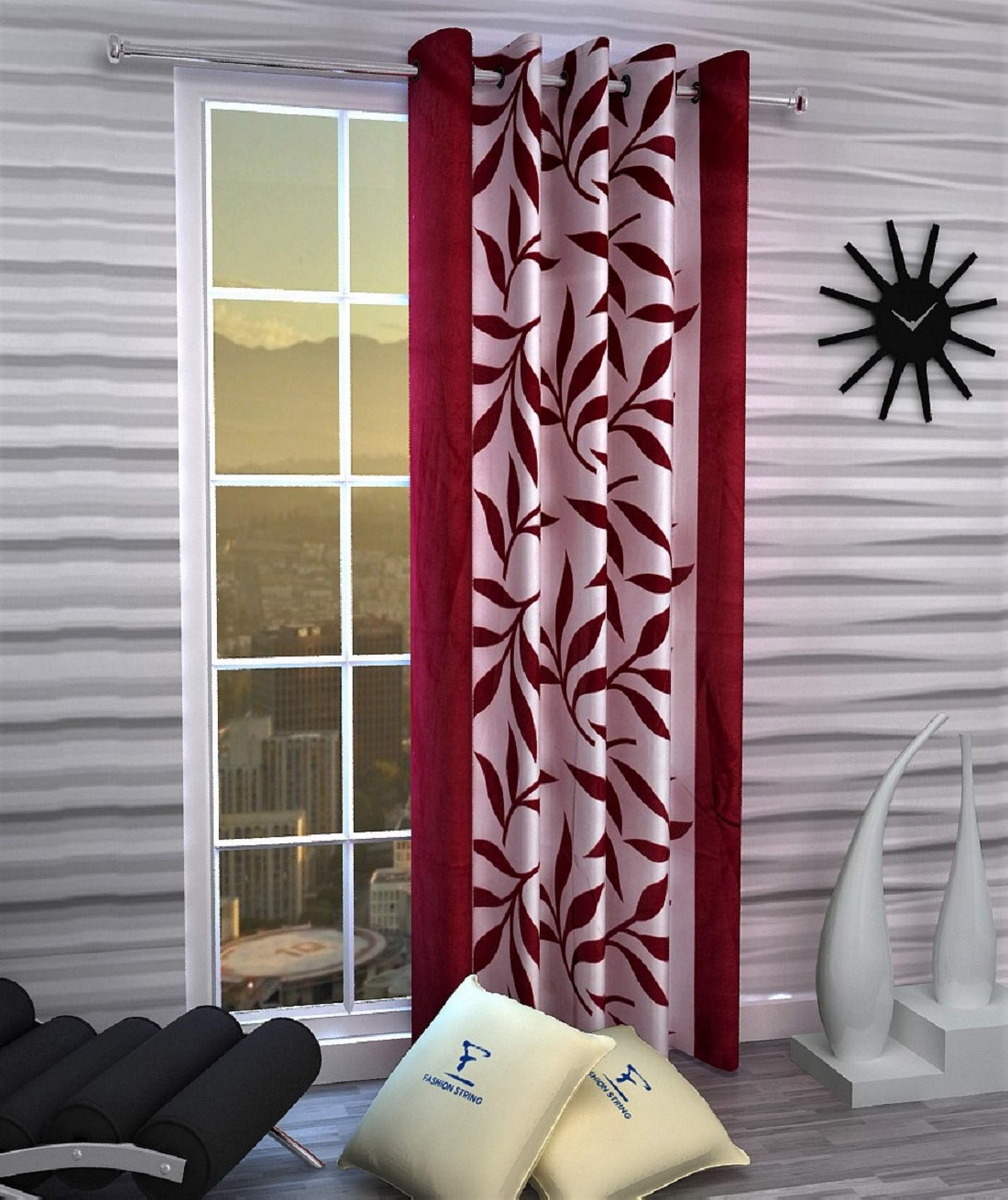 Fashion String1 Piece Long Door Curtain Set, 9 feet Long,Maroon
