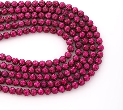 Electroplate 10mm Red Round Lava Stone Beads Gemstone Volcanic Loose Beads DIY for Jewelry Bracelet Making