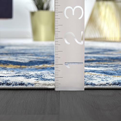 Miniatura 2 de Abani Regal Collection - Alfombra de área, diseño de mármol azulgris, 4 x 6 pies, fácil de limpiar, duradera para niños y mascotas, no desprende