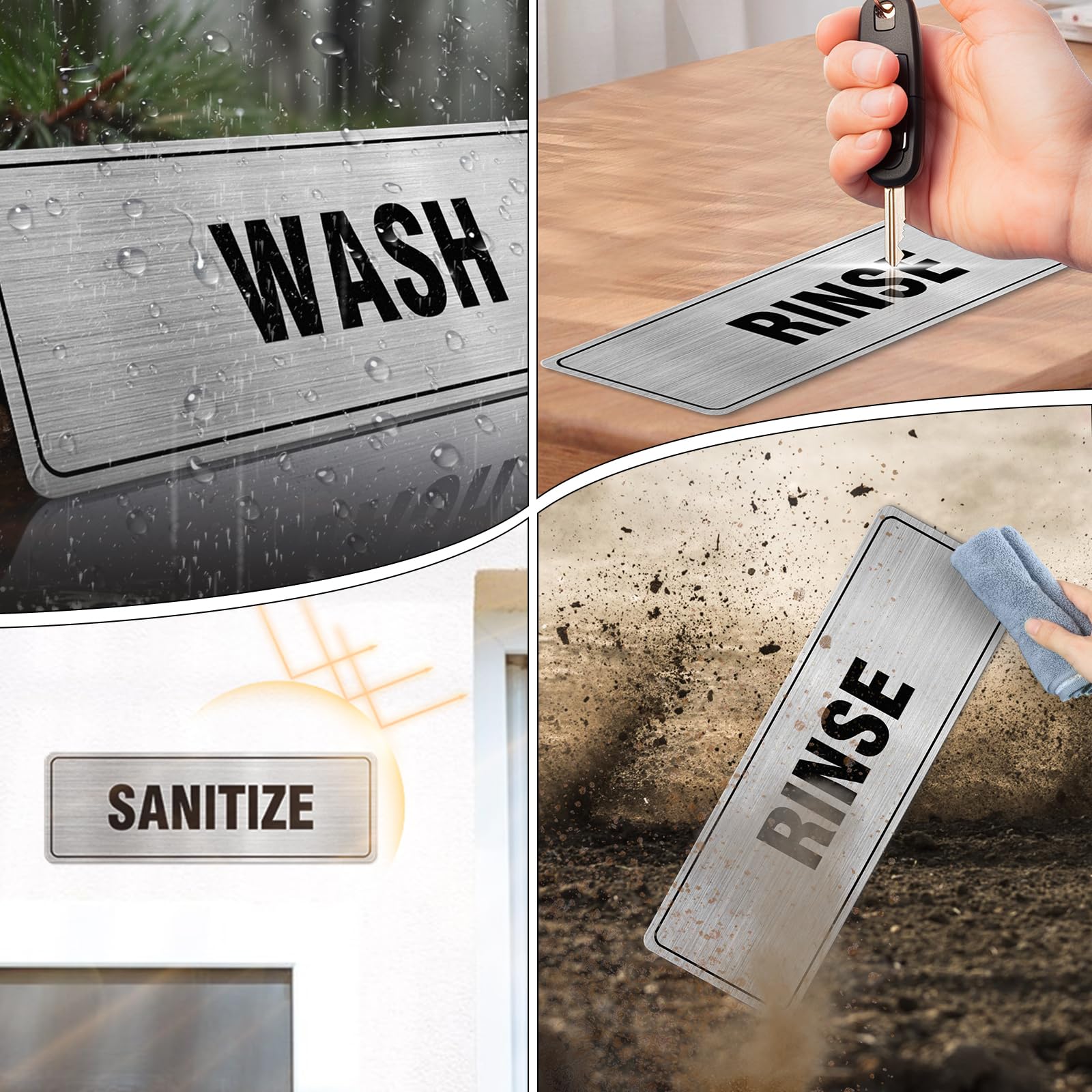 Wash Rinse Sanitize Signs - 3 Pack -5