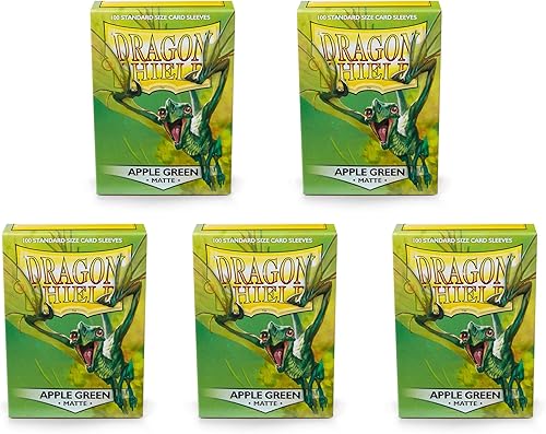 Paquete de 5 fundas para tarjetas Dragon Shield de tamaño estándar verde manzana mate, paquete de 100 unidades