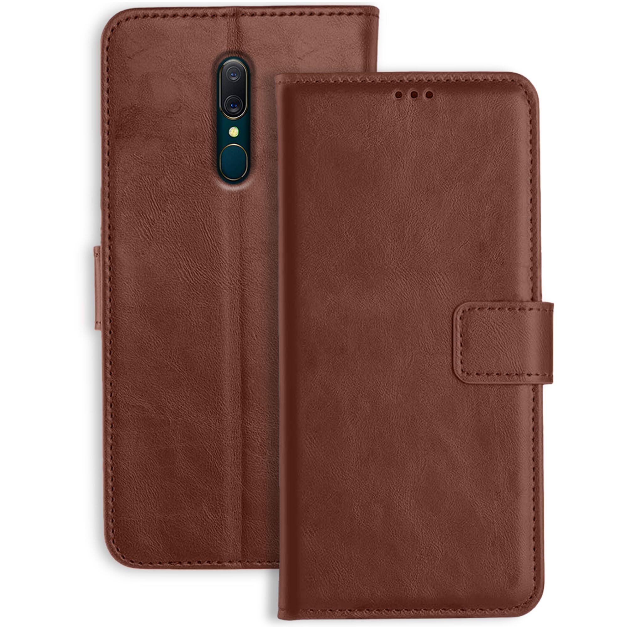 Genron Oppo A9 Leather Flip Cover | Shockproof | 360 Protection | Wallet Style Magnetic Closure Back Cover Case for Oppo A9 (Brown) (B08T97XG5G) Amazon Price History, Amazon Price Tracker