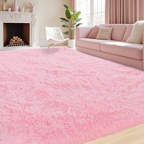 Miniatura 30 de Alfombra de Área de 8 x 10 pies para Sala de Estar: Alfombras Negras Ultra Suaves y Esponjosas Shag, Alfombra Grande de Felpa Difusa Antideslizante