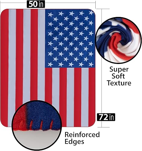 Miniatura 2 de Manta con la bandera estadounidense, manta de felpa de poliéster de los Estados Unidos, decoración del hogar con bandera estadounidense para