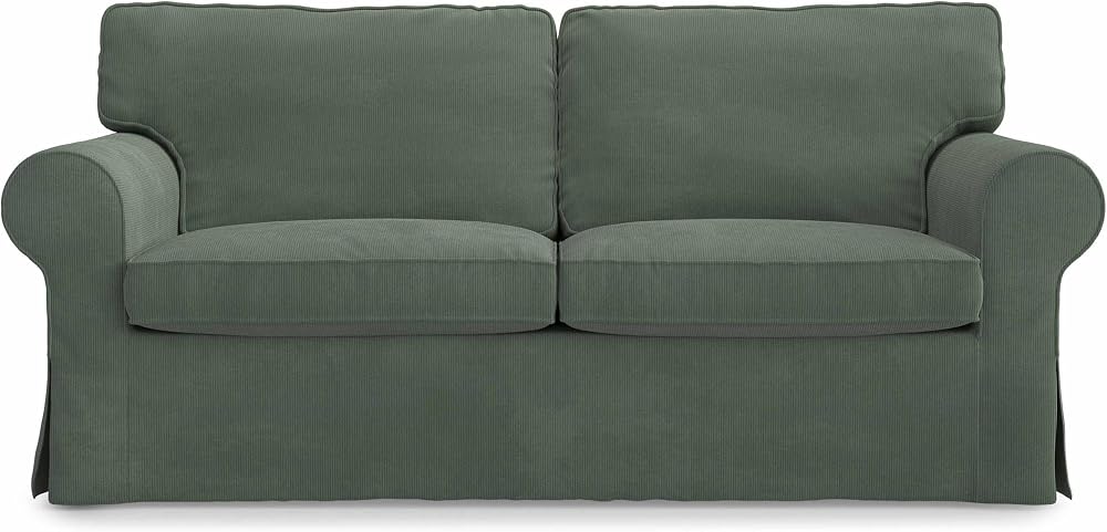 Corduroy Ektorp 2인용 소파 커버 IKEA 2인용 Ektorp 슬립커버-코듀로이 그린 — 사진 1