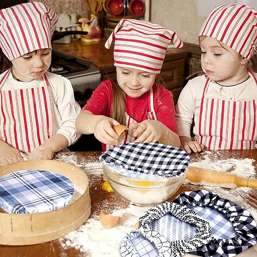 Miniatura 5 de Patelai 10 fundas reutilizables para tazones en 5 tamaños, tela elástica, fundas elásticas para tazones de almacenamiento de alimentos, tapas de