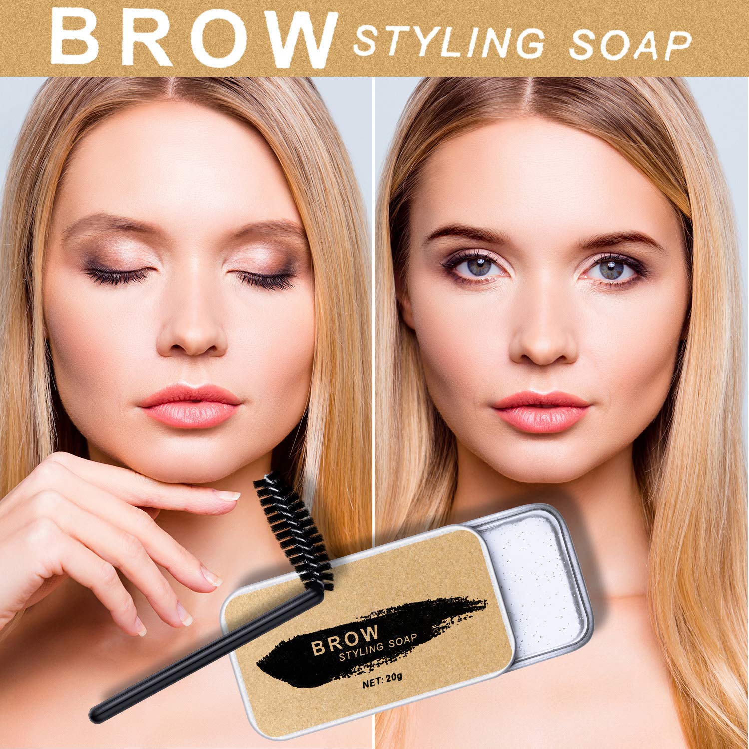 4 Pieces Eyebrow Soap Kit, Brows Styling Soap Eyebrow Shaping Soap Long-lasting Waterproof Eyebrow Shaping Gel Eyebrow Styling Pomade with Eyebrow Brushes for Natural Eyebrows
