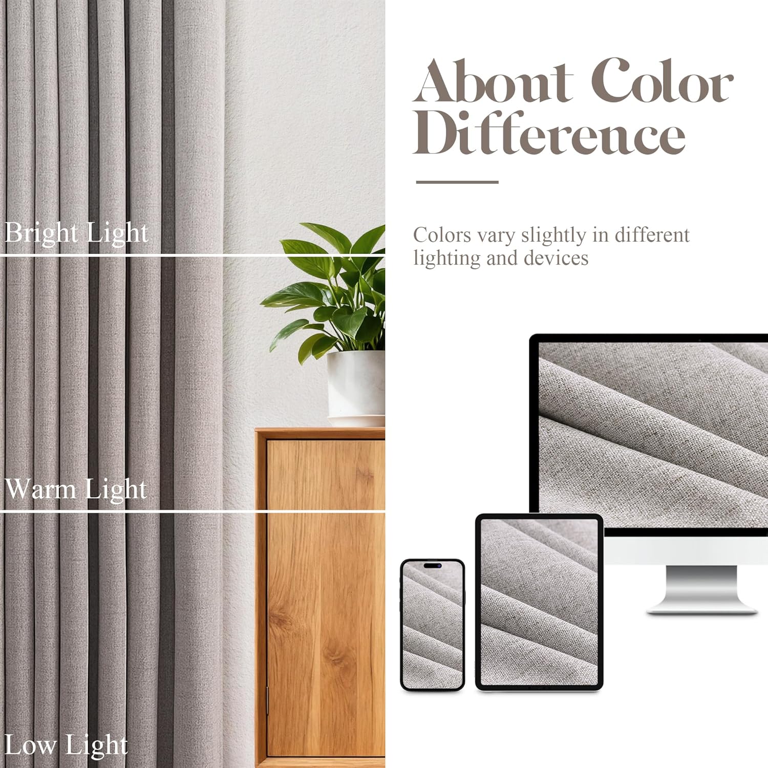 Joywell Natural Flax Linen Full Blackout Curtains 63 Inches Long,Grommet Thermal Insulated Black Out Room Darkening Window Textured Neutral Drapes for Bedroom Living Room Nursery,2 Panels,52 x 63